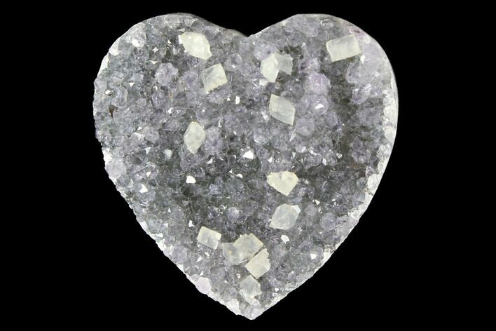 Quartz and Calcite Crystal Cluster Heart - Uruguay #128716